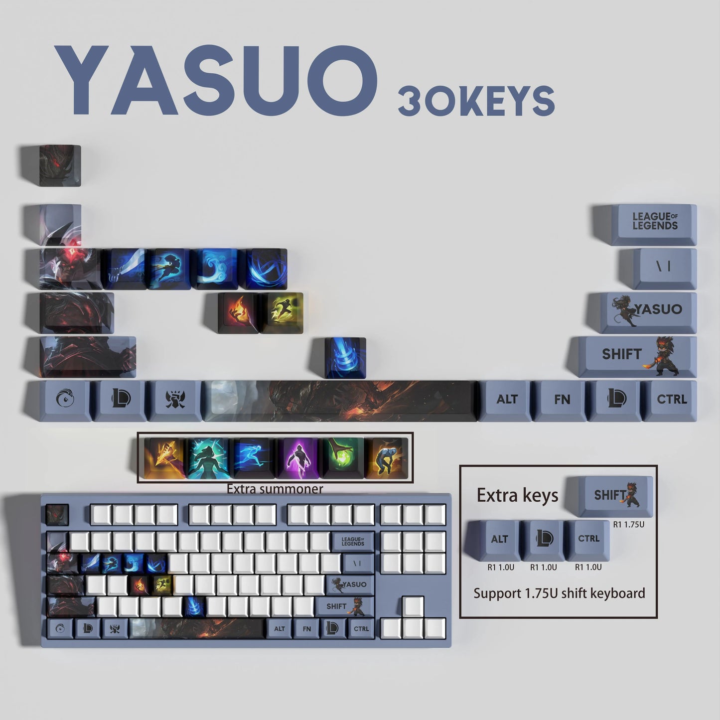 Atelier Yasuo League of Legends Keycaps Set 30 Keys